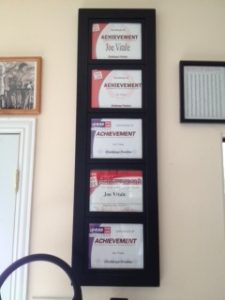 My 5 Certificates of Achievement for entering five consecutive Body for Life contests in 2004 and 2005