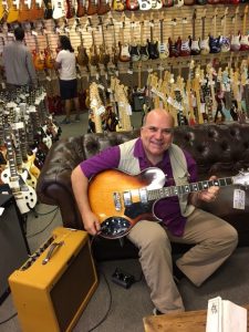 I went to Norm's Rare Guitars in LA, suggested by Melissa, and got this cool Gretsch with built-in phazer effects.
