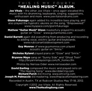 Credits for "The Healing Song"